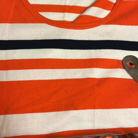 FILIPINO TIANGE (Commes De Garçons) White&Orange Striped Short Sleeve Dress $25 - Picture 11 of 13